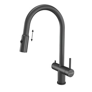 Изображение товара Смеситель для кухонной мойки Kuchenstern Brunn-fs 751GM80, выдвижной излив, подключение к фильтру, вороненая сталь