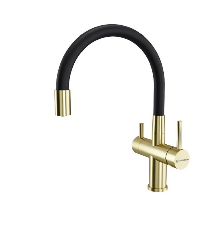 Изображение товара Смеситель для кухонной мойки Kuchenstern Wurm-FE 750GL80 гибкий излив подключение к фильтру золото/