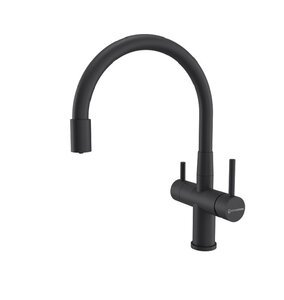 Изображение товара Смеситель для кухонной мойки Kuchenstern Wurm-FE 750BL80, гибкий излив, подключение к фильтру, черн