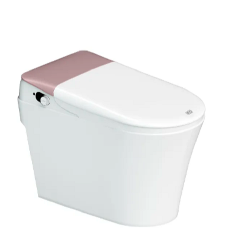 Изображение товара Электронный унитаз-биде SmartJoom T80-S розовый, приставной, безободковый, крышка-сиденье микролифт, белый/розовый