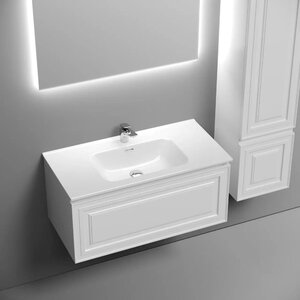 Изображение товара Тумба под раковину Sancos Very VR90W 90 см подвесная Bianco с ящиком и системой Soft close