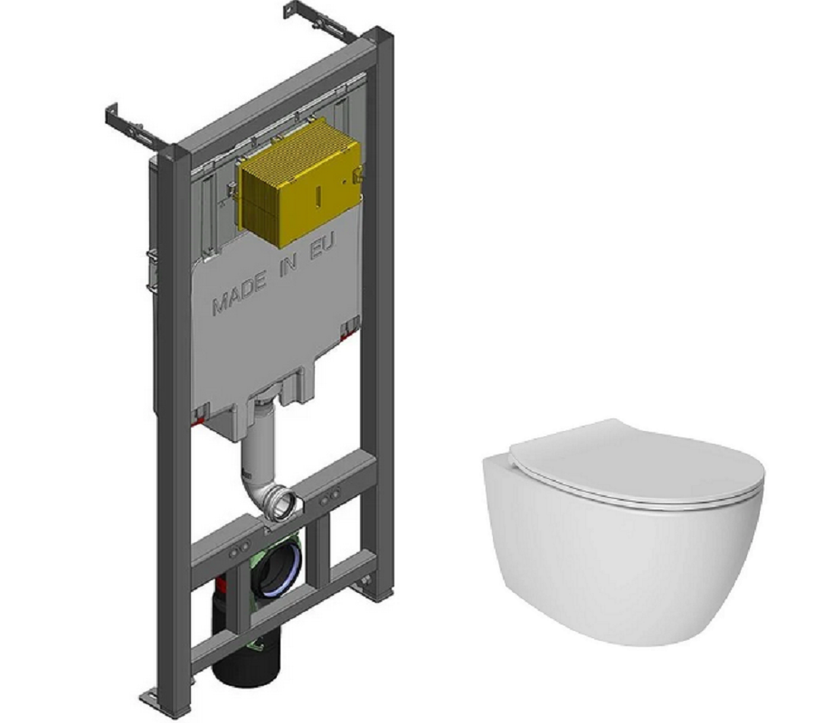 Изображение товара Инсталляция Jacob Delafon, унитаз Isvea Sentimenti Neo, безободковый, крышка-сиденье микролифт, белый, комплект Santehnica.ru,  E29025-NF/10AR02010SV/40D80200I-S