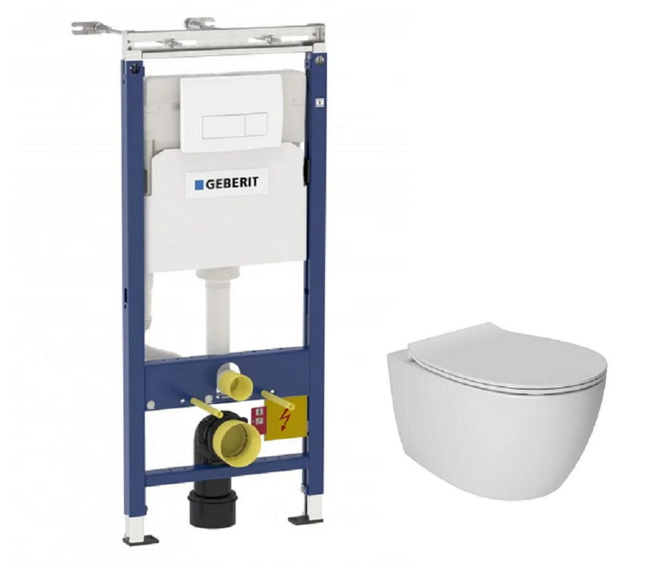 Изображение товара Инсталляция Geberit Duofix Delta 458.125.11.1 и унитаз Isvea Sentimenti Neo белый