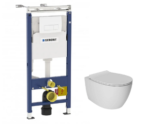Изображение товара Инсталляция Geberit Duofix Delta 458.125.11.1/10AR02010SV/40D80200I-S, унитаз Isvea Sentimenti Neo, безободковый, крышка-сиденье микролифт, белый, клавиша белая, комплект Santehnica.ru