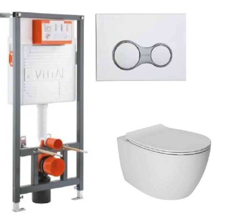 Изображение товара Инсталляция Vitra Rapid 12 S и унитаз Isvea Sentimenti Neo безободковый, белый