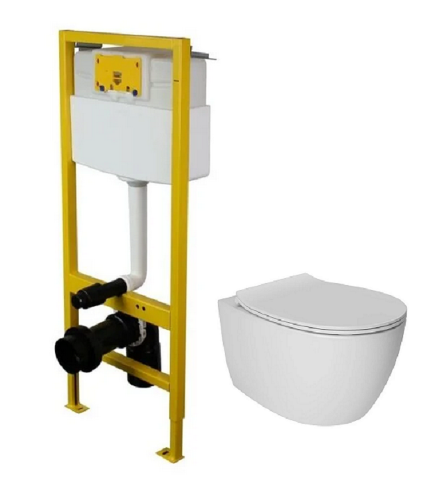 Изображение товара Подвесной унитаз Isvea Sentimenti Neo с безободковой чашей и инсталляцией Elsen EIN500.1120