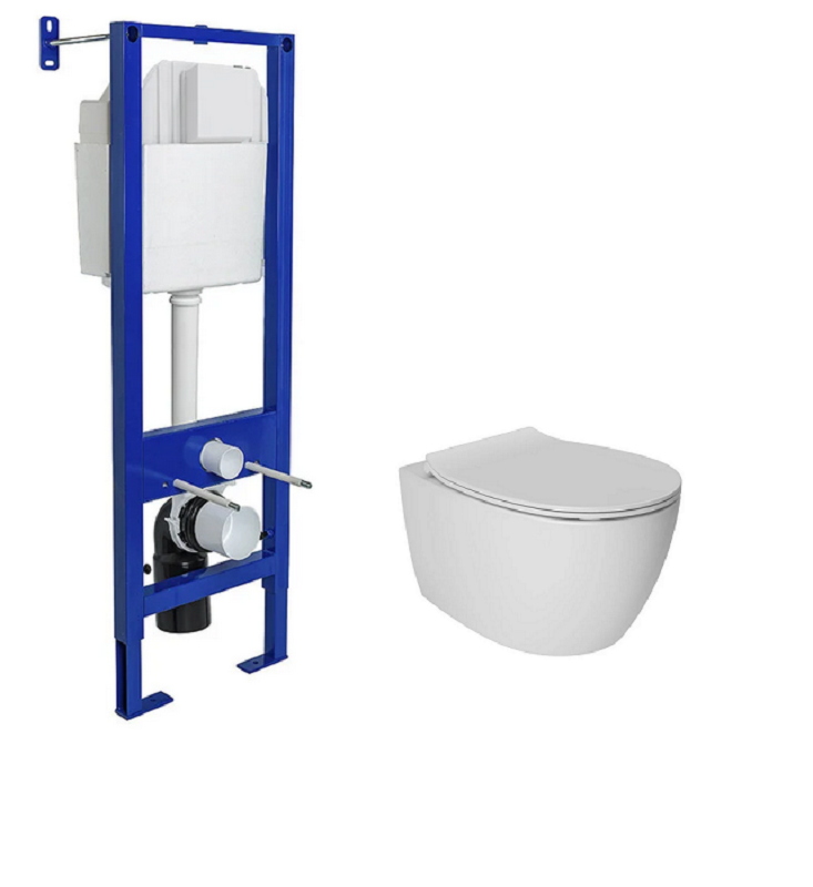 Изображение товара Комплект инсталляции Berges Atom 040330 и унитаз Isvea Sentimenti Neo белый