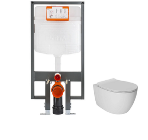 Изображение товара Инсталляция Vitra, унитаз Isvea Sentimenti Neo, безободковый, крышка-сиденье микролифт, белый, комплект Santehnica.ru, 748-5800-01/10AR02010/40D80200I-S