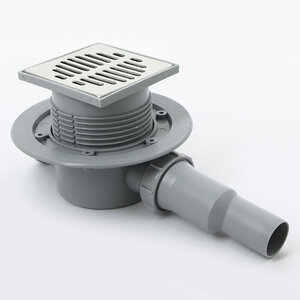 Изображение товара Трап McAlpine MRFG3, 115 x 115 мм, с сухим затвором, рамка пластик, с решеткой из нержавеющей стали