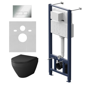 Изображение товара Инсталляция Am.Pm IS47051.701700MB с безободковым унитазом Spirit V2.0 FlashClean черный матовый