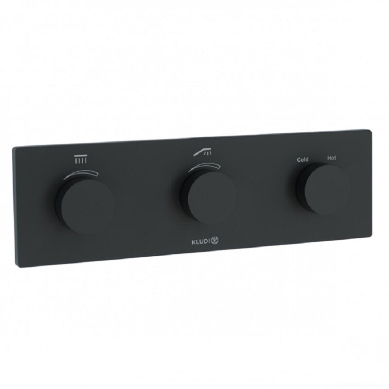 Изображение товара Электронный смеситель для душа Kludi Pushtronic 3830039-00, термостатический, с внутренней частью, черный матовый