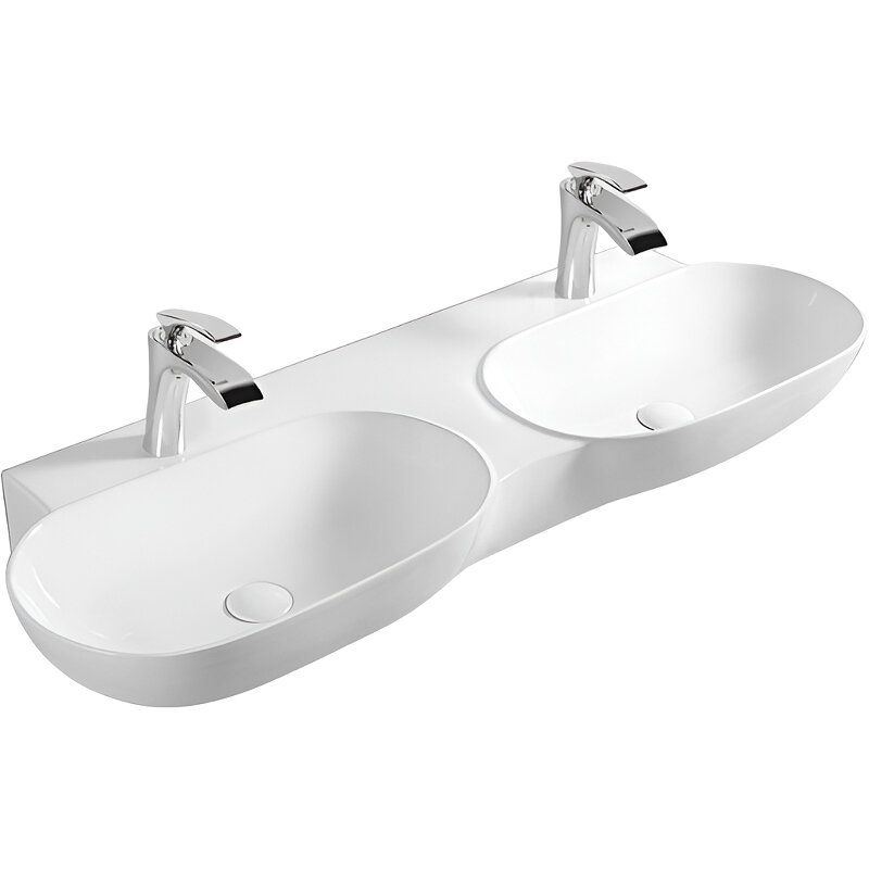Изображение товара Раковина SantiLine SL-2113 120 см из фаянса накладная белая угловая