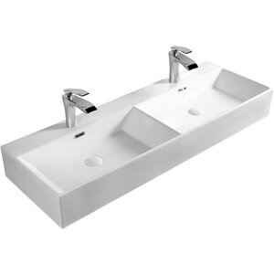 Изображение товара Раковина SantiLine SL-2114, 120 см, фаянс, накладная/подвесная, цвет белый