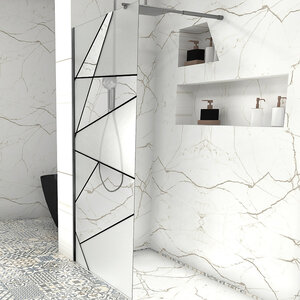 Изображение товара Душевая стенка Ceruttispa Pick PICK T90B, 90 см, со свободным входом Walk-in, стекло матовое/прозрачное, профиль черный