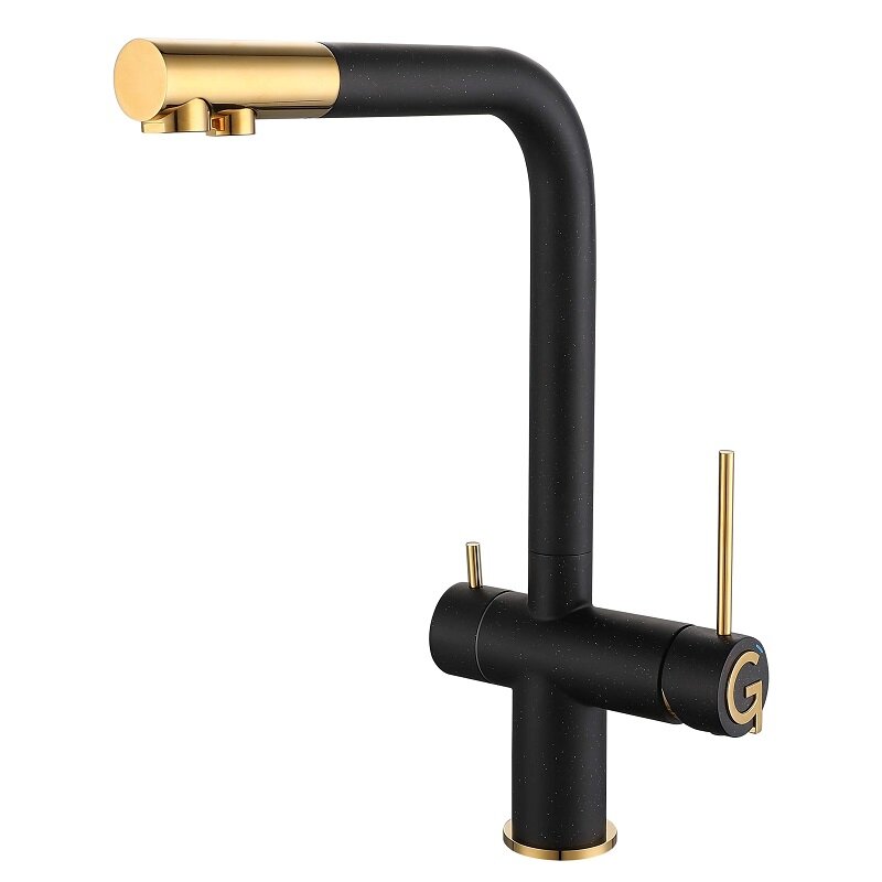 Изображение товара Смеситель Rivelato Lugano 1523513 antracite oro, для кухни, с подключением к фильтру, цвет антрацит/золото