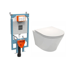 Изображение товара Инсталляция Vitra V-Fix Prime с унитазом Jacob Delafon Rodin+, крышка микролифт, 768-5800-01/EDY102-00/E23280-00