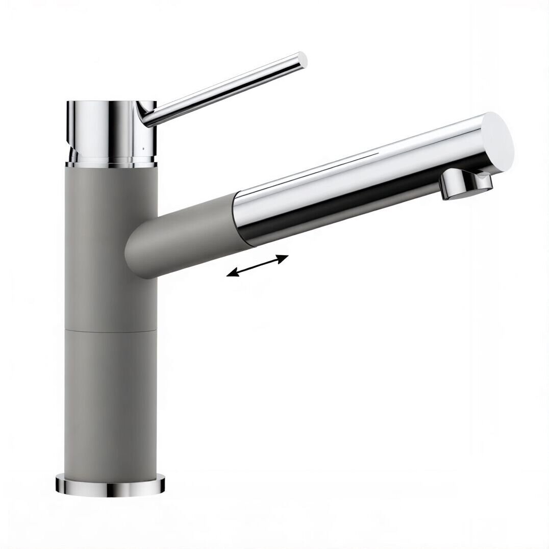 Изображение товара Смеситель Blanco Alta-S Compact для кухонной мойки (хром/гранит) 20 см излив Изображение товара Смеситель Blanco Alta-S Compact для кухонной мойки (хром/гранит) 20 см излив