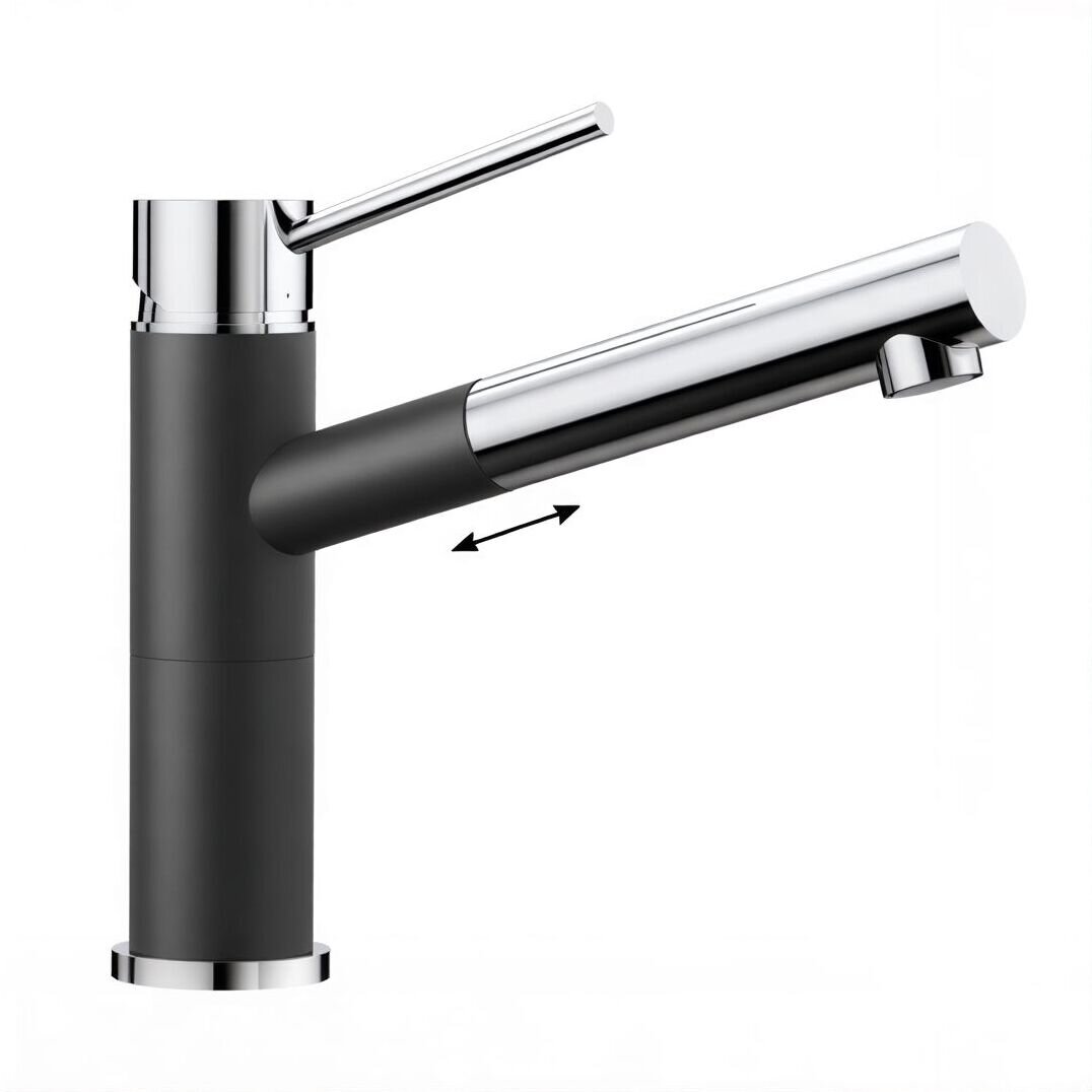 Изображение товара Смеситель Blanco Alta-S Compact хром/графит с поворотным изливом Изображение товара Смеситель Blanco Alta-S Compact хром/графит с поворотным изливом