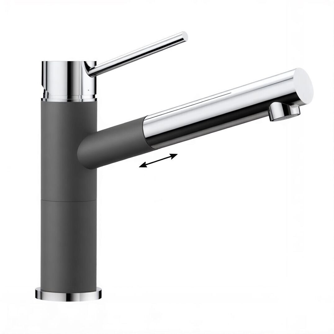 Изображение товара Смеситель Blanco Alta-S Compact 518809 хром / темная скала Изображение товара Смеситель Blanco Alta-S Compact 518809 хром / темная скала