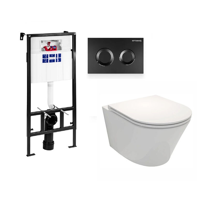 Изображение товара Инсталляция Bettoserb Sava Fix Slim с унитазом Jacob Delafon Rodin+ и крышкой микролифт