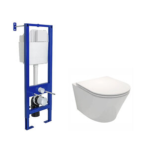 Изображение товара Инсталляция Berges Atom с унитазом Jacob Delafon Rodin+, крышка микролифт, 040330/E233267/E23280-00