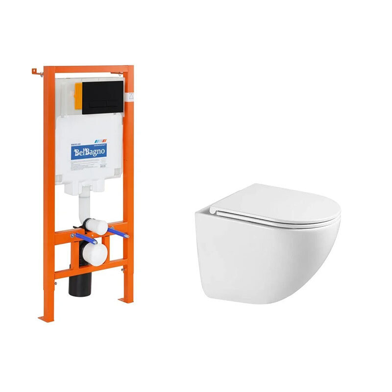 Изображение товара Инсталляция BelBagno с подвесным безободковым унитазом Vincea Bien, крышка микролифт, BB002-80/VT1-51T Изображение товара Инсталляция BelBagno с подвесным безободковым унитазом Vincea Bien, крышка микролифт, BB002-80/VT1-51T