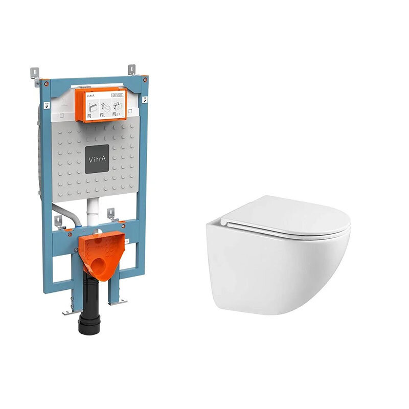 Изображение товара Инсталляция Vitra V-Fix Prime с подвесным безободковым унитазом Vincea Bien