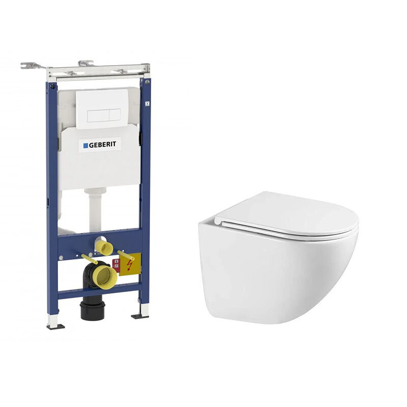 Изображение товара Инсталляция Geberit Duofix Delta с подвесным безободковым унитазом Vincea Bien, крышка микролифт, 458.125.11.1/VT1-51T