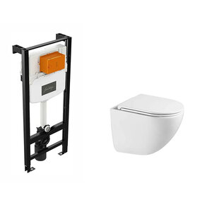 Изображение товара Инсталляция Jacob Delafon с подвесным безободковым унитазом Vincea Bien, крышка микролифт, E24156-NF/VT1-51T