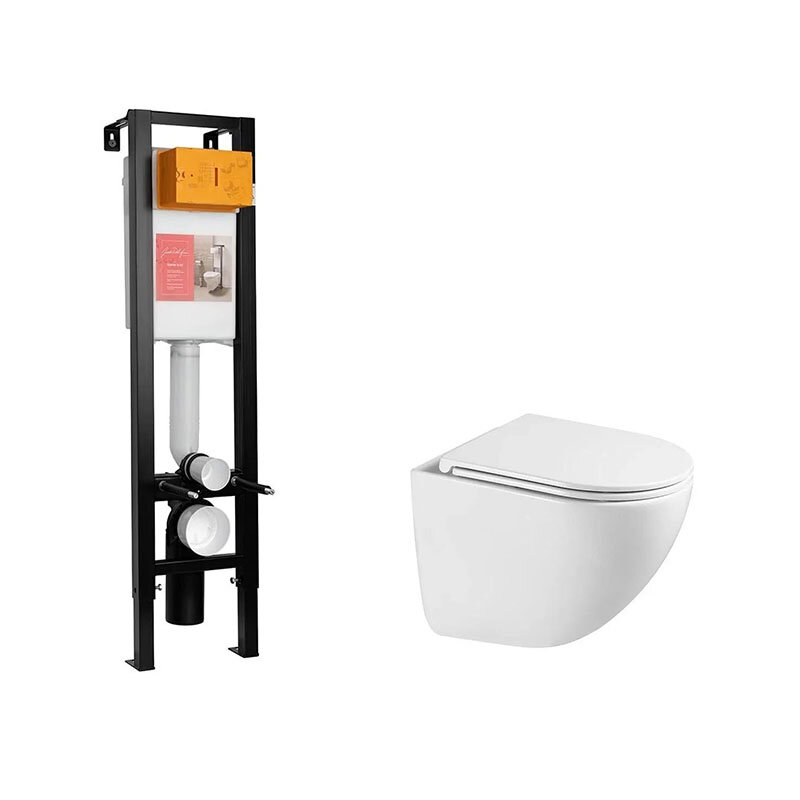 Изображение товара Инсталляция Jacob Delafon с подвесным безободковым унитазом Vincea Bien