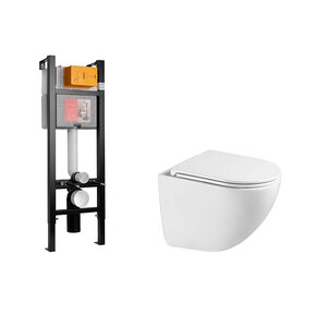 Изображение товара Инсталляция Jacob Delafon с подвесным безободковым унитазом Vincea Bien, крышка микролифт, E33131RU-NF/VT1-51T