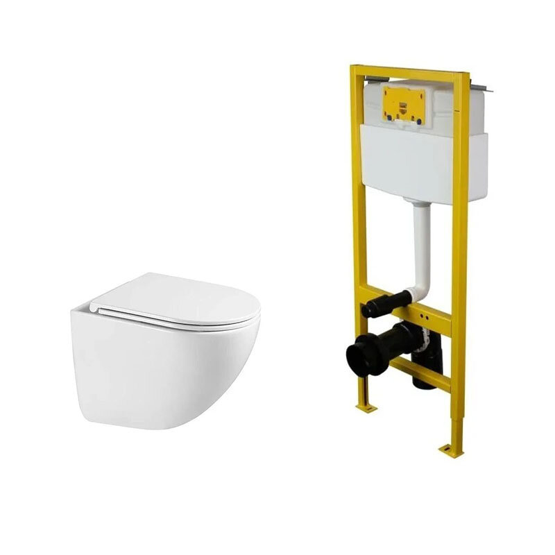 Изображение товара Инсталляция Elsen с подвесным безободковым унитазом Vincea Bien и крышкой микролифт