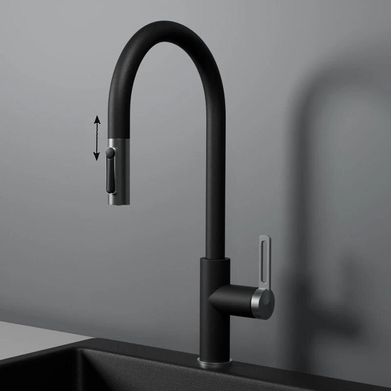 Изображение товара Смеситель для кухонной мойки Granula GR-8168 с подключением к фильтру, турмалин, выдвижной излив