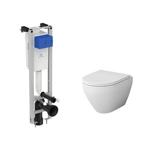 Изображение товара Инсталляция Ideal Standard с безободковым унитазом AM.PM Spirit V2.0 FlashClean, крышка микролифт, E233267/C701700WH/C707857WH