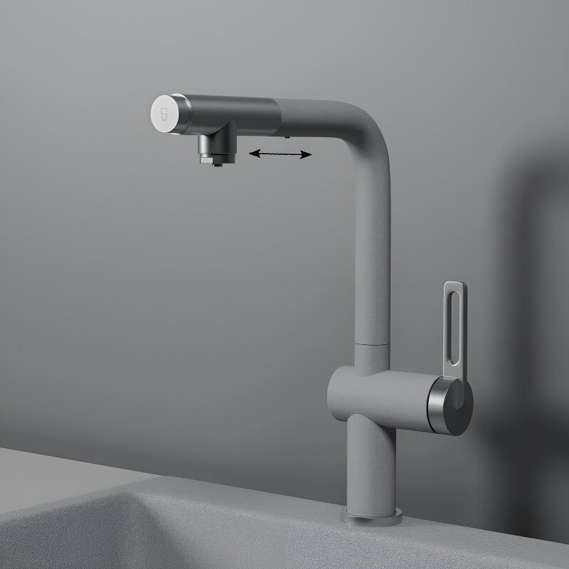 Изображение товара Смеситель для кухонной мойки Granula GR-8169 базальт с подключением к фильтру