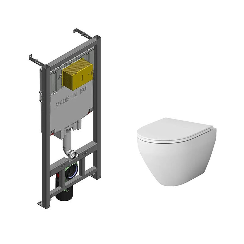 Изображение товара Инсталляция Jacob Delafon с безободковым унитазом AM.PM Spirit V2.0 FlashClean подвесной с крышкой 