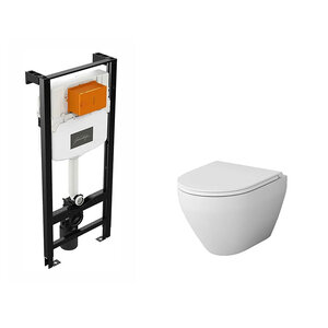 Изображение товара Инсталляция Jacob Delafon с безободковым унитазом AM.PM Spirit V2.0 FlashClean и крышкой микролифт