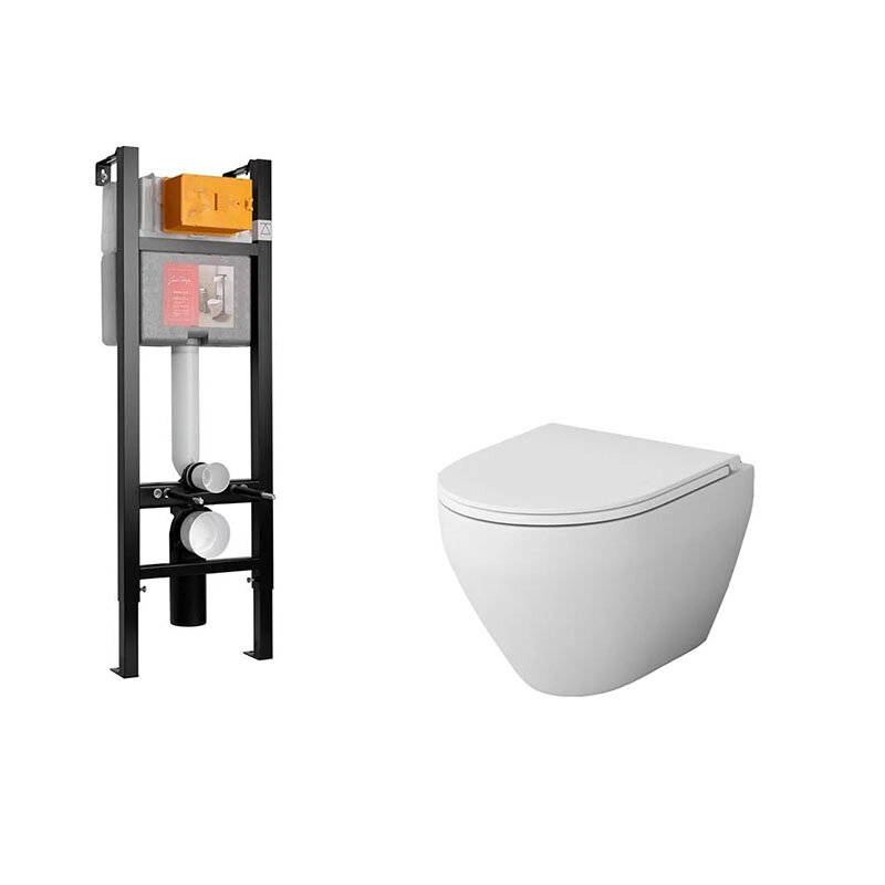 Изображение товара Инсталляция Jacob Delafon с безободковым унитазом AM.PM Spirit V2.0 FlashClean, крышка с микролифто