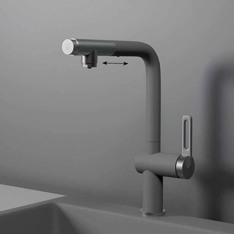 Изображение товара Смеситель для кухонной мойки Granula GR-8169 алюминиум, с подключением к фильтру