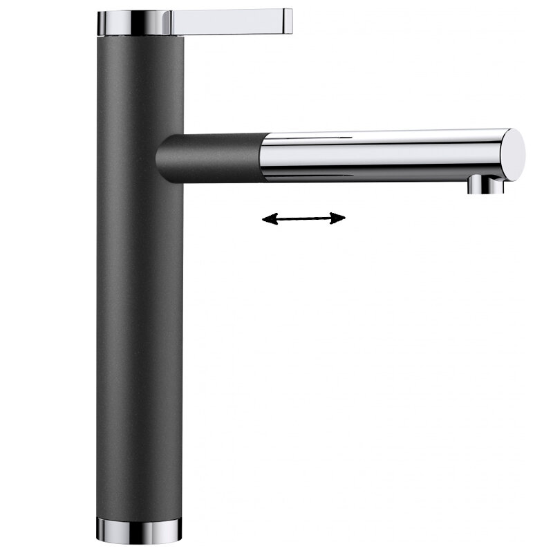 Изображение товара Смеситель для кухонной мойки Blanco Linee-S 518438 хром / черный с выдвижным изливом