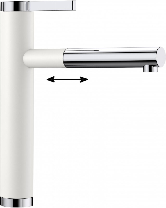 Изображение товара Смеситель кухонный Blanco Linee-S 518441 с выдвижным изливом хром и белый