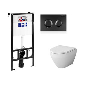 Изображение товара Инсталляция Bettoserb Sava Fix Slim с безободковым унитазом AM.PM Spirit V2.0 FlashClean, крышка микролифт, клавиша смыва, SET40006467/C701700WH/C707857WH