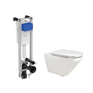 Изображение товара Инсталляция Ideal Standard с безободковым унитазом Jacob Delafon Modern Life, сиденье микролифт, E233267/E77725-0/E77168-0