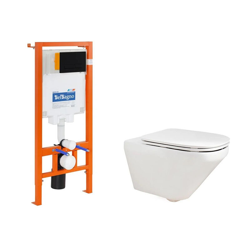 Изображение товара BelBagno BB002-80/E77725-0/E77168-0 - подвесной унитаз с безободковым дизайном Изображение товара BelBagno BB002-80/E77725-0/E77168-0 - подвесной унитаз с безободковым дизайном