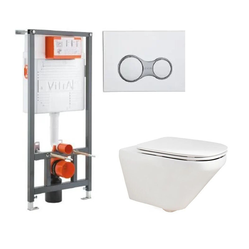 Изображение товара Инсталляция Vitra Rapid с безободковым унитазом Jacob Delafon Modern Life и сиденьем микролифт