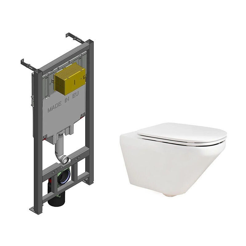 Изображение товара Инсталляция Jacob Delafon с безободковым унитазом Modern Life и сиденьем микролифт