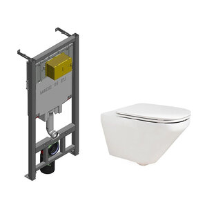 Изображение товара Инсталляция Jacob Delafon с безободковым унитазом Jacob Delafon Modern Life, сиденье микролифт, E29025-NF/E77725-0/E77168-0