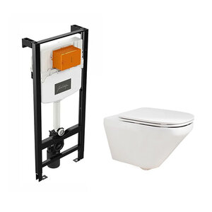 Изображение товара Инсталляция Jacob Delafon с безободковым унитазом Jacob Delafon Modern Life, сиденье микролифт, E24156-NF/E77725-0/E77168-0