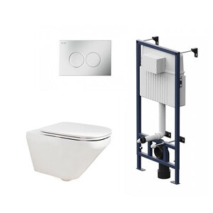 Изображение товара Инсталляция Am.Pm ProC с безободковым унитазом Jacob Delafon Modern Life, сиденье микролифт, клавиша смыва, I012707/E77725-0/E77168-0/I070131