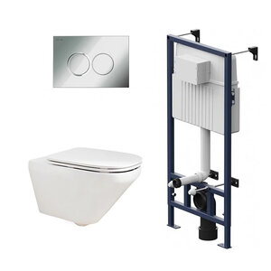 Изображение товара Инсталляция Am.Pm ProC с безободковым унитазом Jacob Delafon Modern Life, сиденье микролифт, клавиша смыва, I012707/E77725-0/E77168-0/I070151